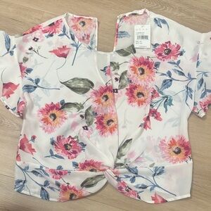 Lush Pink and Blue Floral Blouse